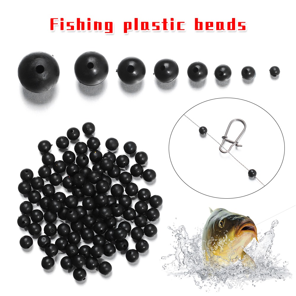 Fishing Lure Soft Plastic - 100pcs/lot Fishing Beads Space Stopper Black